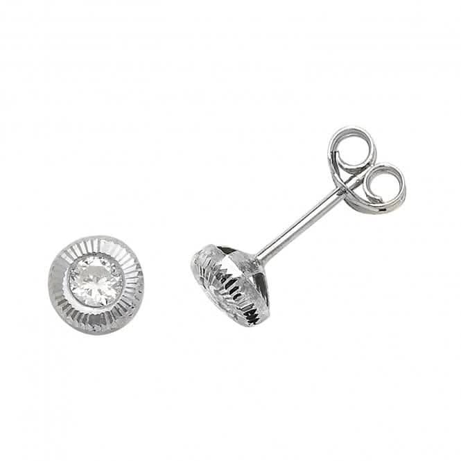 9ct White Gold Zirconia Stud Earrings ES395W