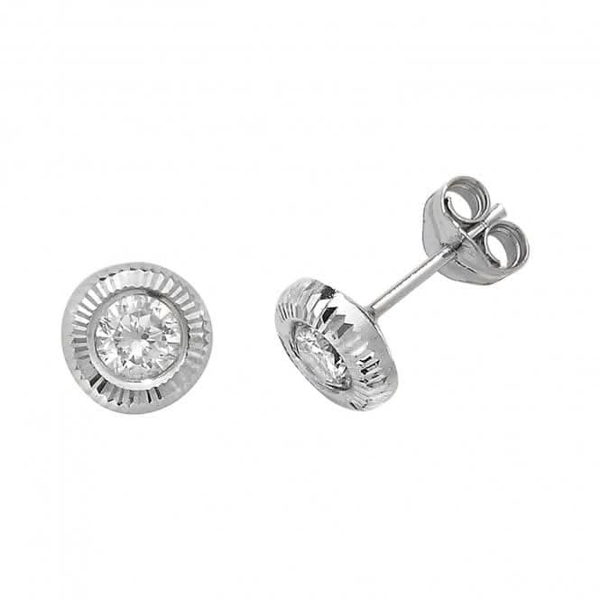 9ct White Gold Zirconia Stud Earrings ES396W