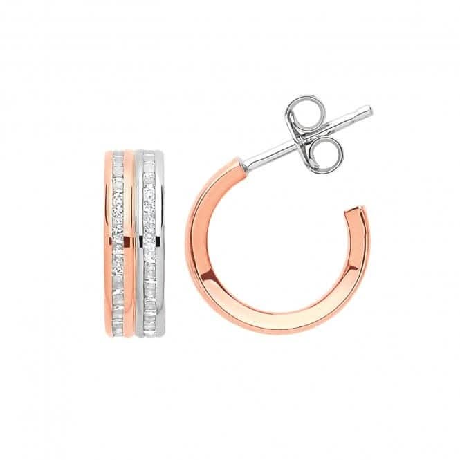 9ct Wht/Rose Gold Zirconia Stud Earrings ES174