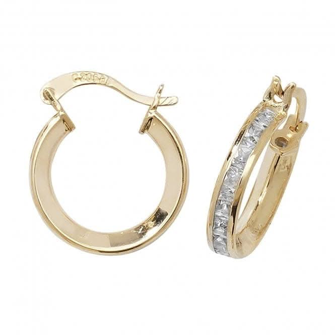 9ct Yellow Gold 10mm Zirconia Hoop Earrings ER086