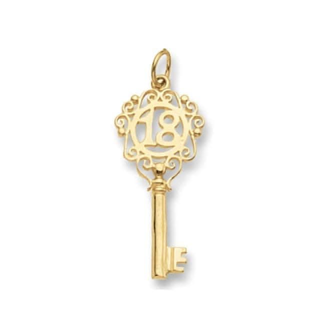 9ct Yellow Gold 18Th Birthday Key Pendant PN405