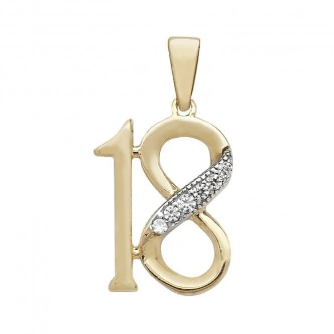9ct Yellow Gold 18Th Birthday Zirconia Pendant PN187