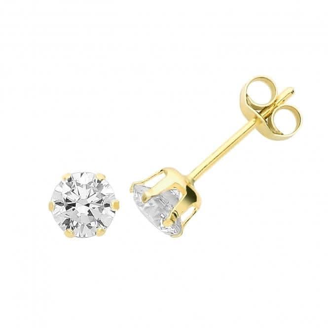 9ct Yellow Gold 4mm Zirconia Stud Earrings ES211