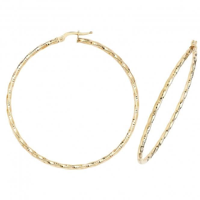 9ct Yellow Gold 50mm Double Circle Hoop Earrings ER963
