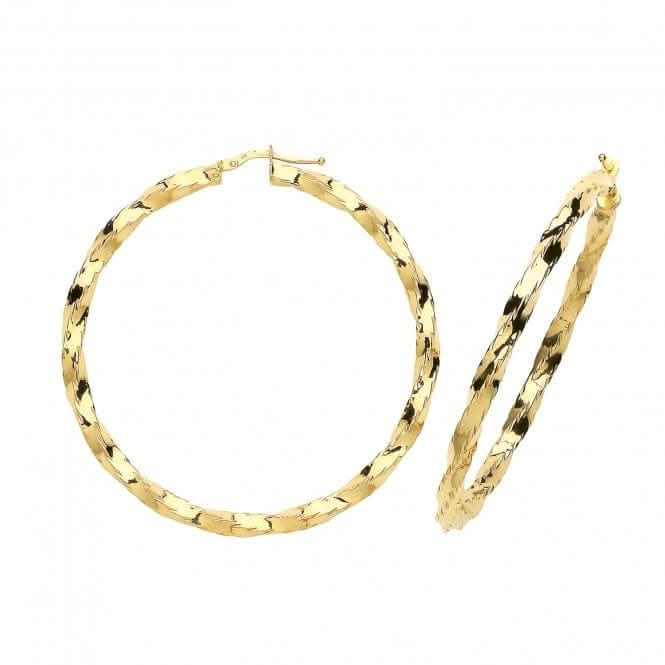 9ct Yellow Gold 50mm Hoop Earrings ER138