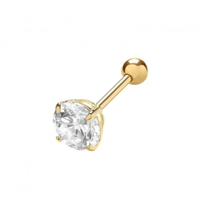 9ct Yellow Gold 5mm Zirconia Cartilage Studs ES1989