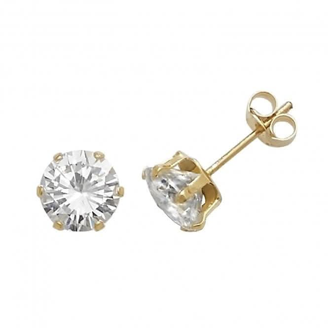 9ct Yellow Gold 6mm Zirconia Stud Earrings ES213