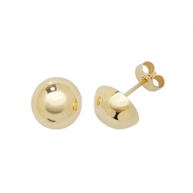 9ct Yellow Gold 9mm Dome Stud Earrings ES392