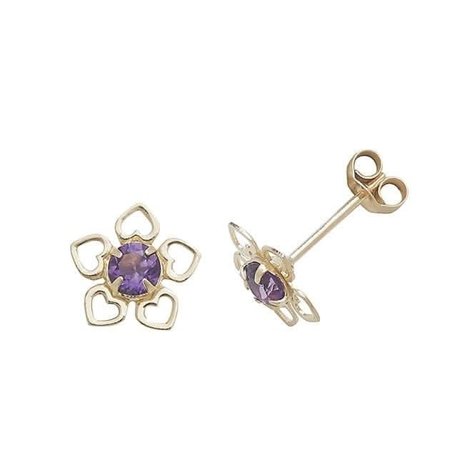 9ct Yellow Gold Amethyst Stud Earrings ES424AM