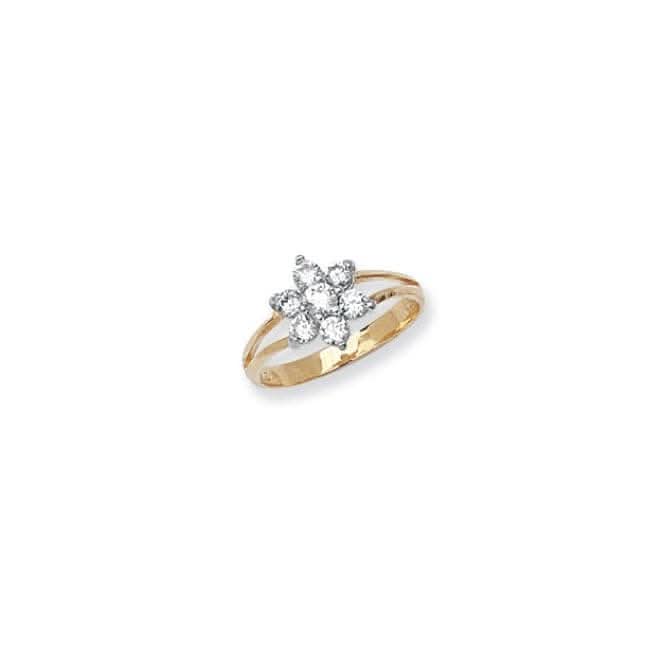 9ct Yellow Gold Babies Cluster Zirconia Ring RN746