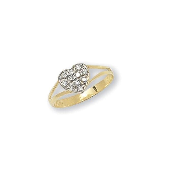 9ct Yellow Gold Babies Heart Zirconia Ring RN733