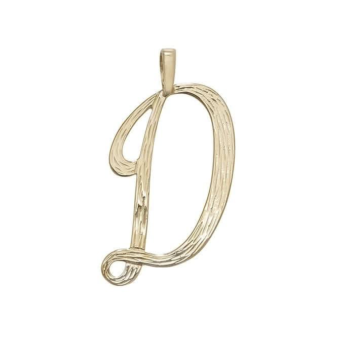 9ct Yellow Gold Barked Script Initial Pendant PN529/D
