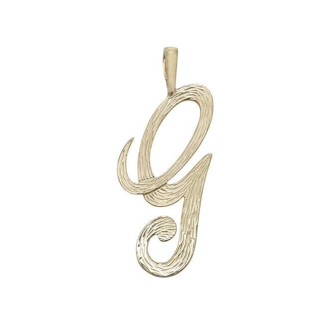 9ct Yellow Gold Barked Script Initial Pendant PN529/G