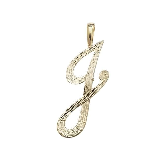 9ct Yellow Gold Barked Script Initial Pendant PN529/J