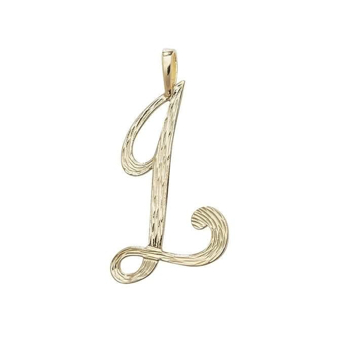 9ct Yellow Gold Barked Script Initial Pendant PN529/L