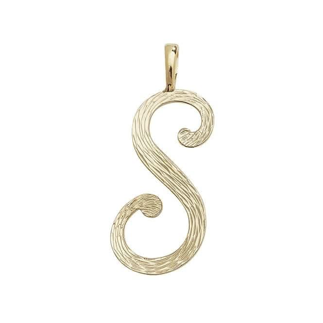 9ct Yellow Gold Barked Script Initial Pendant PN529/S