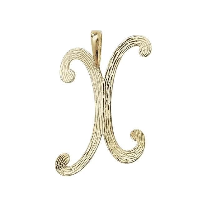 9ct Yellow Gold Barked Script Initial Pendant PN529/X