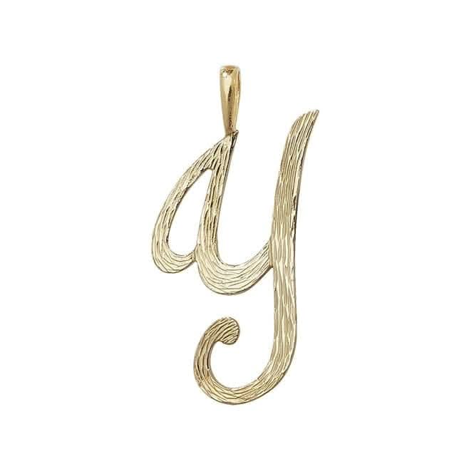 9ct Yellow Gold Barked Script Initial Pendant PN529/Y