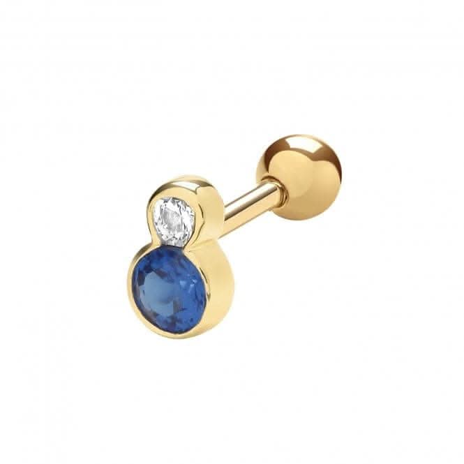 9ct Yellow Gold Blue And White Zirconia Cartilage Stud ES2000