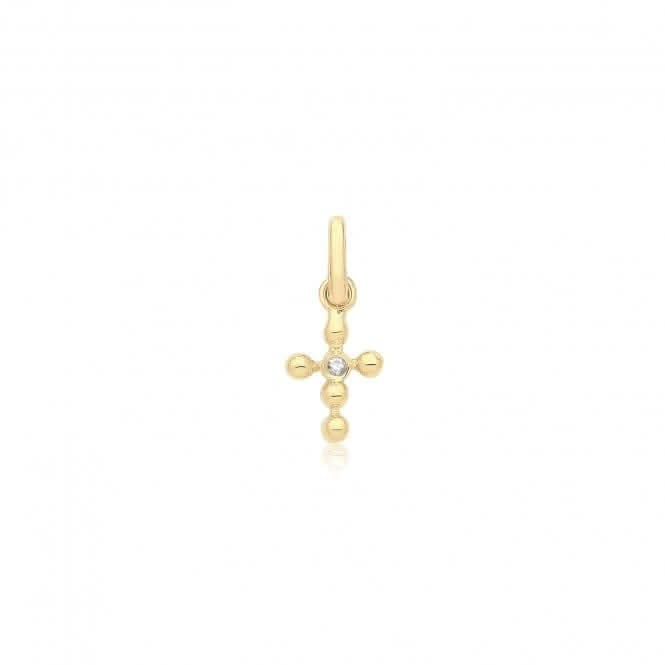 9ct Yellow Gold Bobble Cross Pendant With Zirconia PN1347