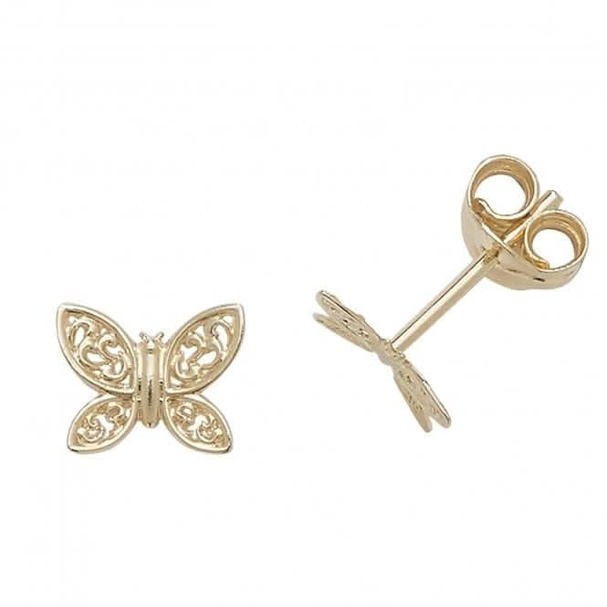 9ct Yellow Gold Butterfly Stud Earrings ES401