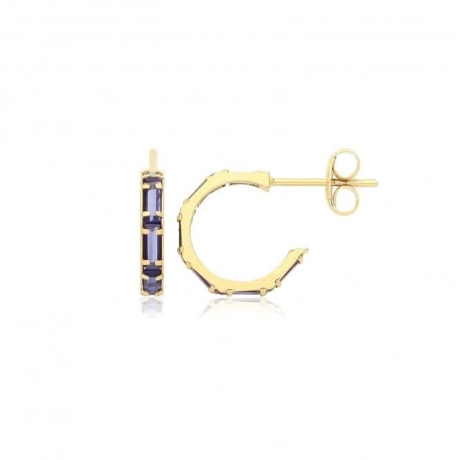 9ct Yellow Gold Coloured Zirconia Half Hoop Studs ES746S