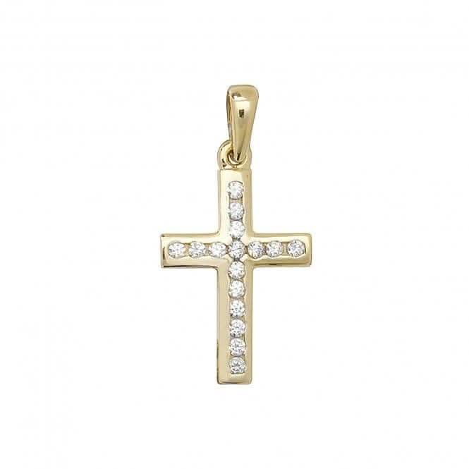 9ct Yellow Gold Cross Zirconia Pendant PN088