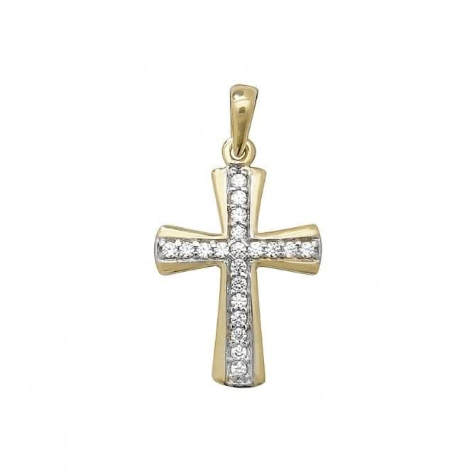 9ct Yellow Gold Cross Zirconia Pendant PN089