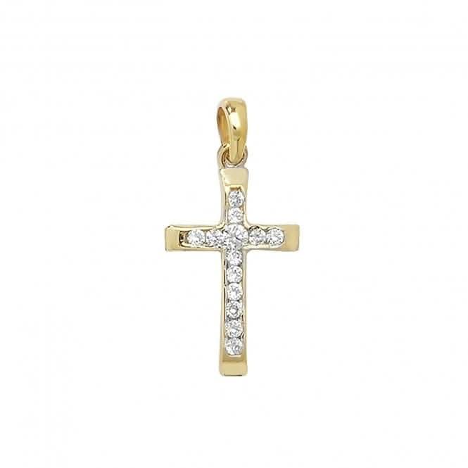 9ct Yellow Gold Cross Zirconia Pendant PN090
