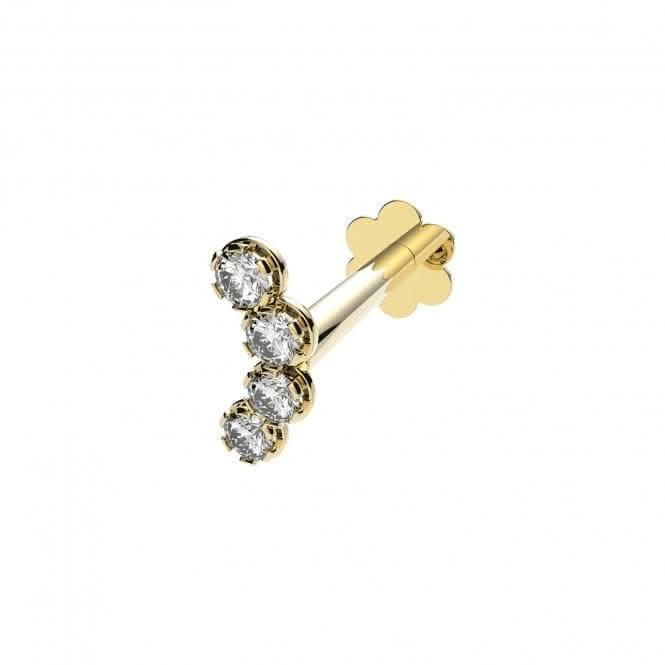 9ct Yellow Gold Curved Zirconia Bar Cartilage Labret ES2038