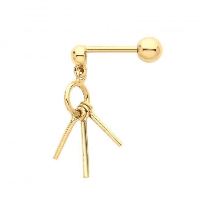9ct Yellow Gold Dangling Cartilage 6mm Post Stud ES1907