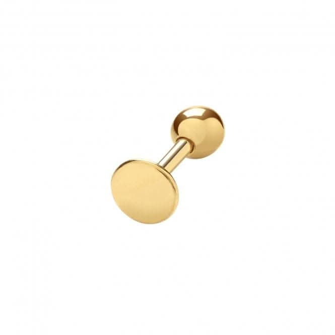 9ct Yellow Gold Disc Cartilage 6mm Post Stud ES960