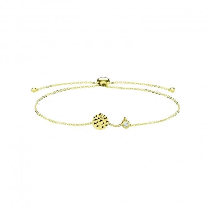 9ct Yellow Gold Disc & CZ Pull Style Bracelet BR631