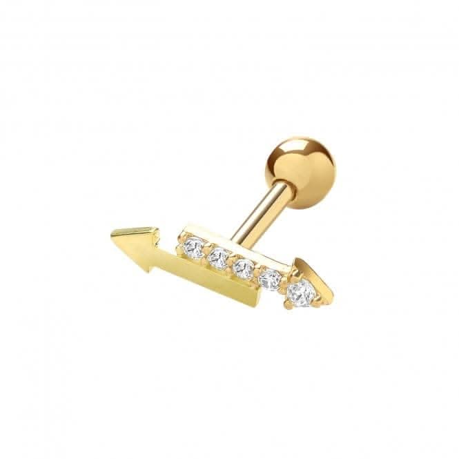 9ct Yellow Gold Doulbe Arrow Cartilage 6mm Post Studs ES1931