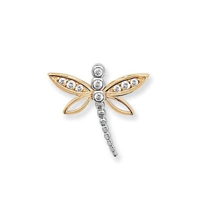 9ct Yellow Gold Dragon Fly Zirconia Pendant PN816