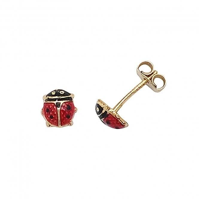 9ct Yellow Gold Enamel Ladybird Stud Earrings ES294