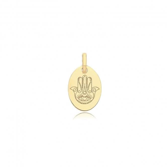 9ct Yellow Gold Engraved Oval Hamsa Pendant PN1332