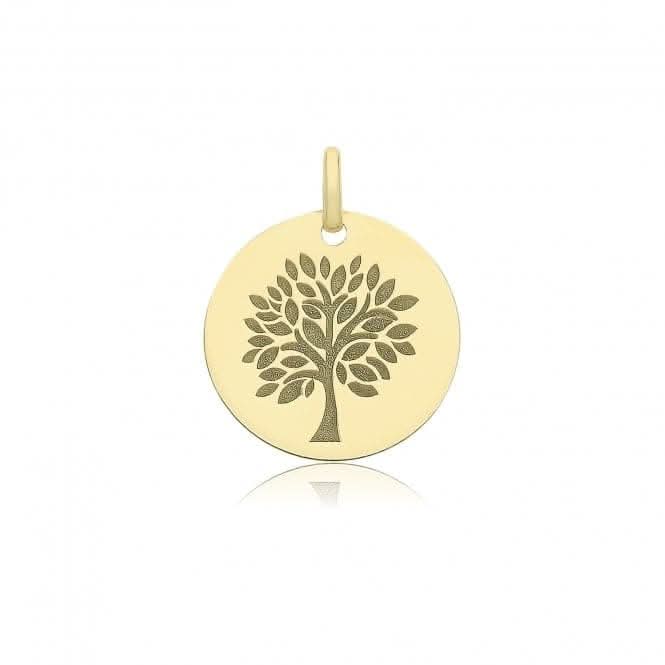 9ct Yellow Gold Engraved Round Tree Of Life Pendant PN1339