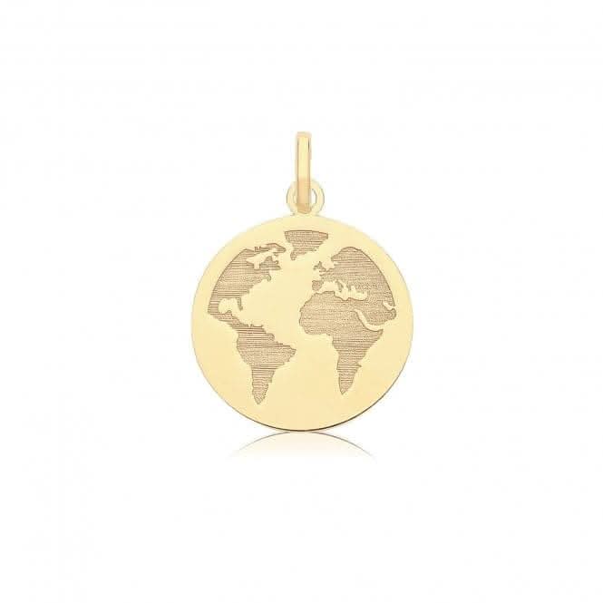 9ct Yellow Gold Engraved World Pendant PN1336