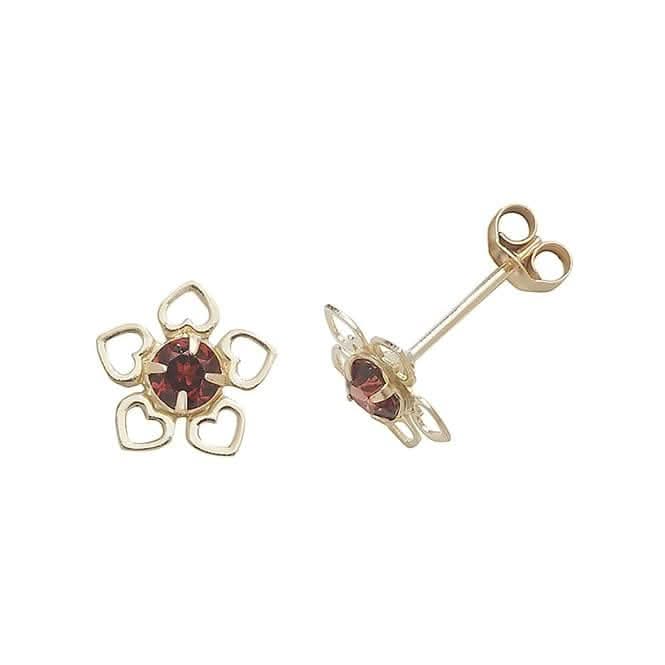 9ct Yellow Gold Garnet Stud Earrings ES424GA