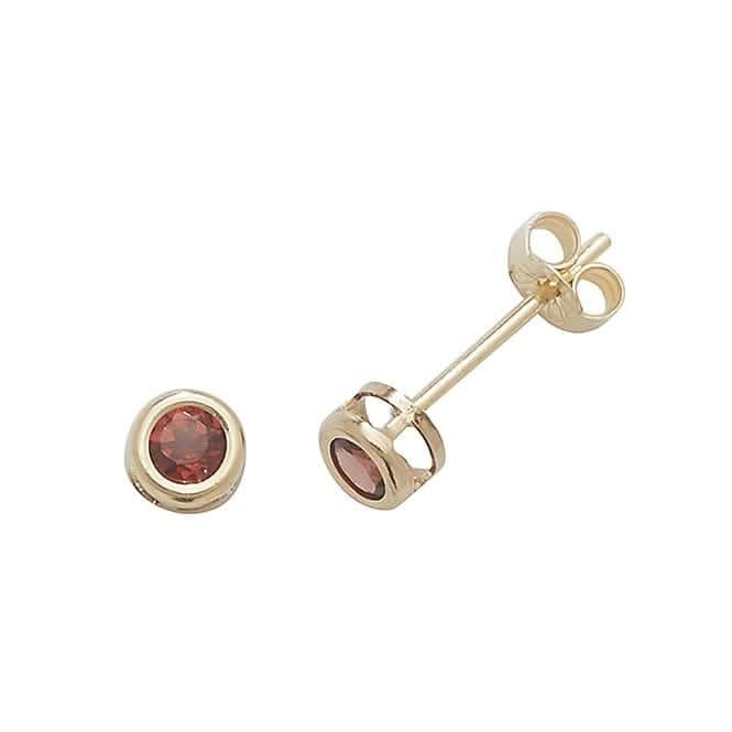 9ct Yellow Gold Garnet Stud Earrings ES425GA