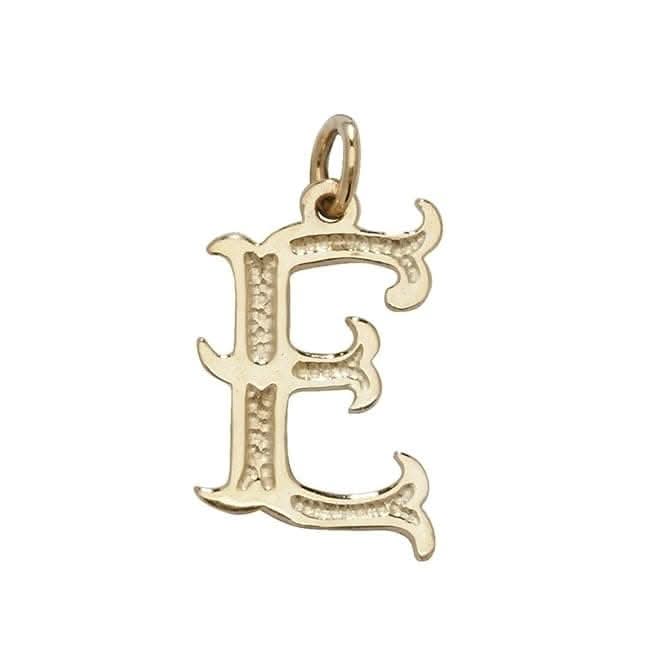 9ct Yellow Gold Gothic Initial Pendant PN527/E