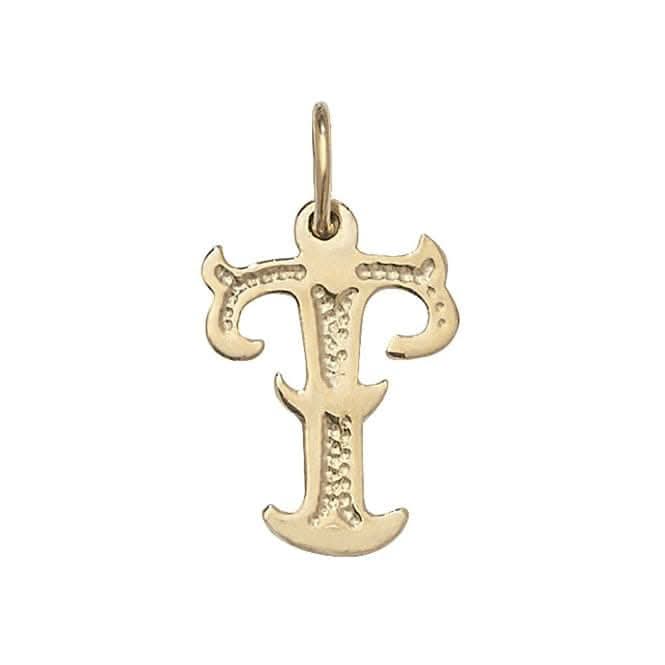 9ct Yellow Gold Gothic Initial Pendant PN527/T