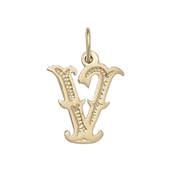 9ct Yellow Gold Gothic Initial Pendant PN527/V
