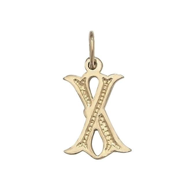 9ct Yellow Gold Gothic Initial Pendant PN527/X