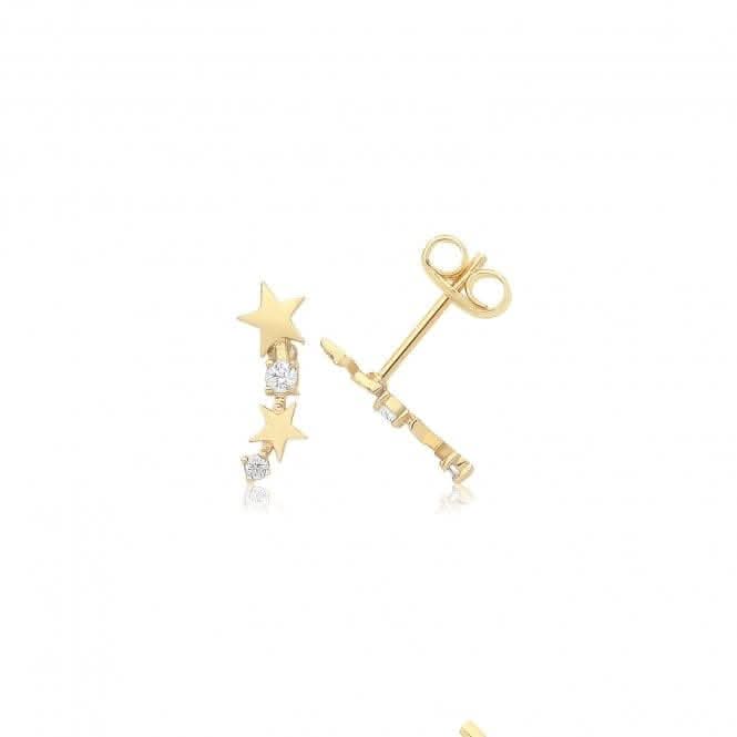 9ct Yellow Gold Graduated Star Studs With Zirconia ES739
