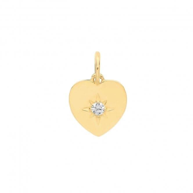 9ct Yellow Gold Heart With Single Zirconia Charm PN1166