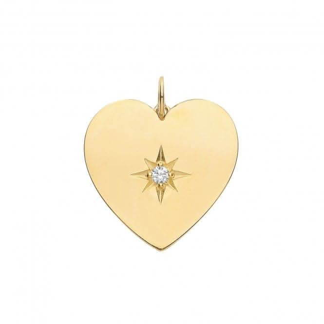 9ct Yellow Gold Heart With Single Zirconia Charm PN1168