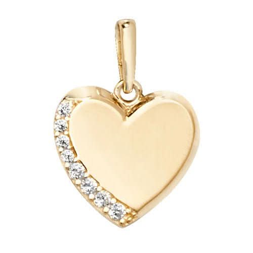9ct Yellow Gold Heart Zirconia Pendant PN1047