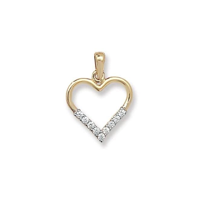 9ct Yellow Gold Heart Zirconia Pendant PN812
